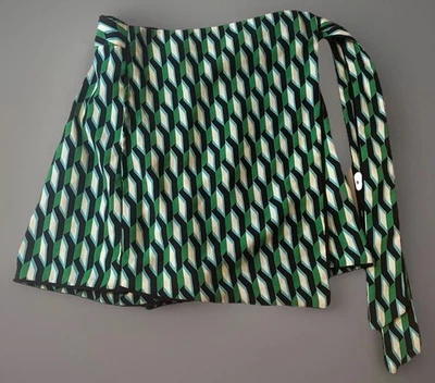 Saia Diane Von Furstenberg Feminina XXS Verde Geo Envoltório Mini Estilo Seda - Imagem 1 de 4