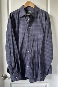 Gitman Bros Hemd Herren XL lila schwarz kariert Knopfleiste Made USA Dover Street Vintage - Bild 1 von 6