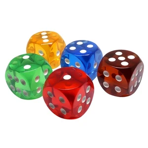 5Pcs Transparent Crystal Dices 25mm 6 Sided Game Set for Entertainment - Picture 1 of 8