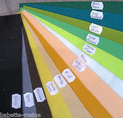 COUPON TISSU FEUTRINE ** 20 ou 25 x 30 cm ** épaisseur 1,5 mm - coloris au choix - Image 1 of 2