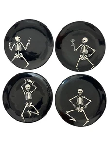 Pottery Barn 4er Set Designs "PARTY SKELETTE" Dessertteller 8" Halloween - Bild 1 von 7