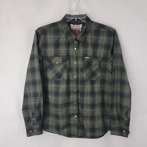 Camisa DIXXON Mujer Talla XL The Burlington VERDE Franela Cuadros Metal Perla A Presión - Imagen 1 de 14