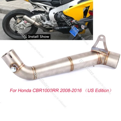 For Honda CBR1000RR 2008-2016 Motorcycle Mid Exhaust Pipe Slip On 61mm Muffler - Image 1 of 4