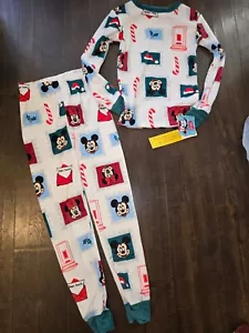 Boys Girls Christmas Holiday Pajamas Size 8 10 Disney Mickey Mouse New NWT SOFT - Picture 1 of 8