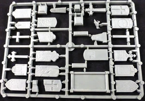 28mm Plastic Graveyard Gravestones (Grey) on Sprues - Wargames Scenery & Terrain - Picture 1 of 3