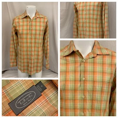 Camisa Talbots S Naranja A Cuadros Abotonada Manga Larga 100% Algodón YGI Y1-522 Foto 1 de 4