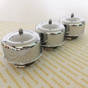 Hot Rod 3 x 2BRL Domed Chrome Air Cleaners 2 5/8" or 2 5/16" Neck- Tri-Carb - Bild 1 von 5
