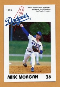 1989 Dodgers Police Baseball card # 36 Mike Morgan