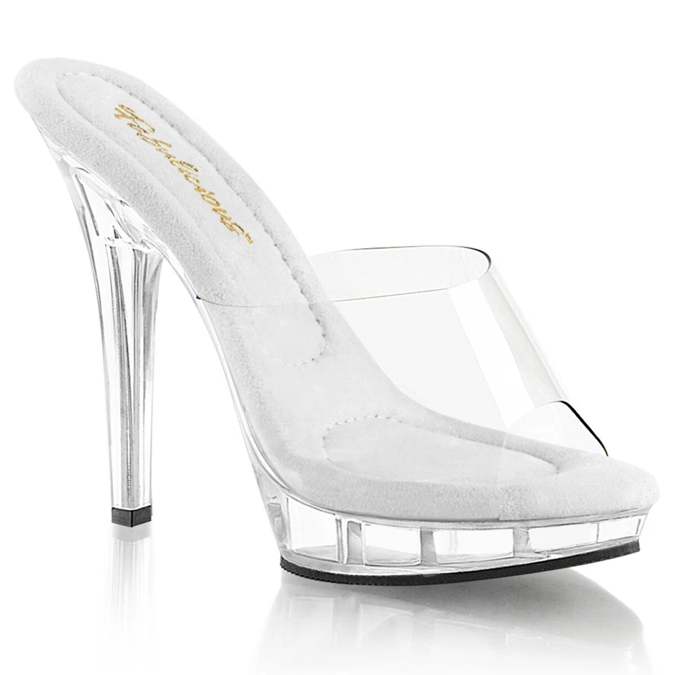 5" Clear Heels Fitness Pageant Bikini Contest Competition Shoes Lip-101 Pleaser - Image 1 of 1
