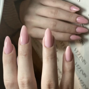 MEDIUM ALMOND *FOXY PINK* Full Cover 24 Glossy Nail Tips Press On Glue Set! - Picture 1 of 3