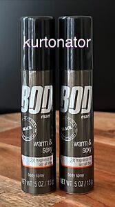 2x Bod Man BLACK Warm & Sexy Body Spray 0.5 oz Travel Size