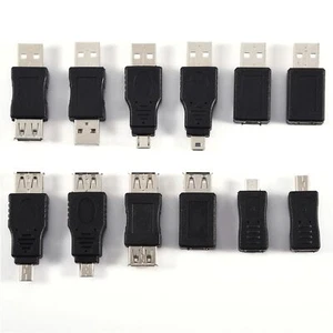 Pack Of 12x Multiple USB2.0 Adapters Micro/Mini Male Female Converters Conne Kit - Picture 1 of 7