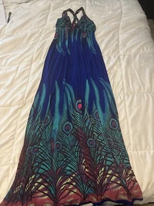 Ace Fashion Maxi Dress Size Large Cinched Waist Multicolor - Picture 1 of 5