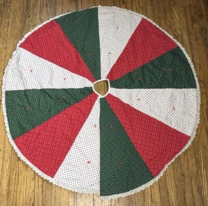 Vintage gesteppter Patchwork Wende Weihnachtsbaum Rock Handarbeit Landhaus Kern - Bild 1 von 7