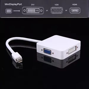 3in1 Mini Displayport Thunderbolt to DVI VGA HDMI Adapter Cable for MacBook iMac - Picture 1 of 6