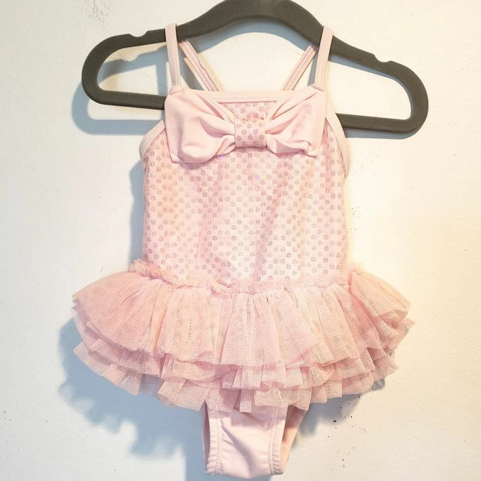 Little Me- Baby Girl Pink Sequin Bow Tutu Swim Suit- 18M - Image 1 of 2