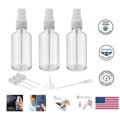 Versáteis frascos de spray de vidro transparente de 2 oz para aromaterapia e viagem - pacote com 3 - Imagem 1 de 4