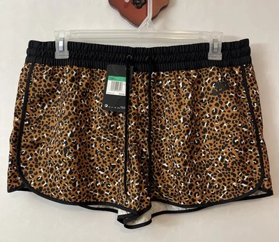 Pantalones Cortos Nike Para Mujer XL Marrón Estampado Animal Cintura Elástica Pull-On Logo ¡NUEVOS CON ETIQUETAS! M432 Foto 1 de 4