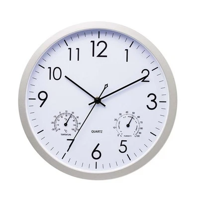 Modern Wall Clock with Temperature Gauge and Hygrometer 30cm Silent Design - Image 1 of 4