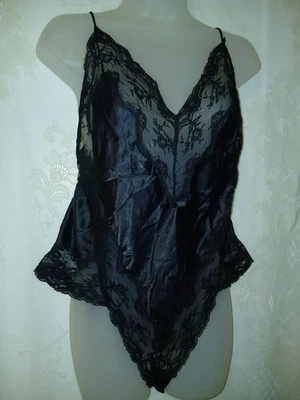 Lencería vintage Barbizon negra satinada líquida corte francés peluche entrepierna a presión usada en excelente estado M Foto 1 de 4