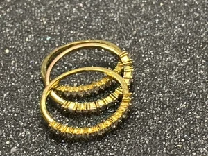3 Eheringe Eternity Ringe goldfarben Krappen Set Kristalle Größe 9 - Bild 1 von 5