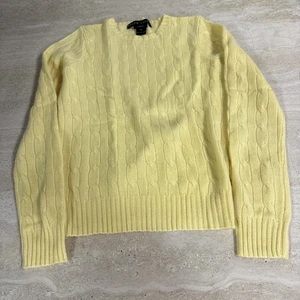 Ralph Lauren Sweater Women’s Butter Yellow M 100% Cashmere  - Picture 1 of 8