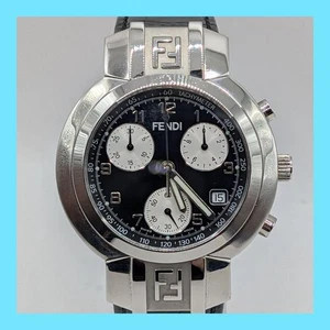 FENDI 4500G Chronograph Watch Black Dial 39mm Case Mens Size Working Boxed - Picture 1 of 12