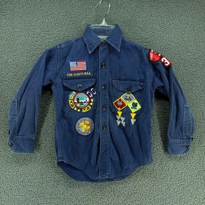 Vintage Cub Boy Scouts Uniform Shirt BSA Size Youth Small Long Sleeve Seattle - Image 1 of 4