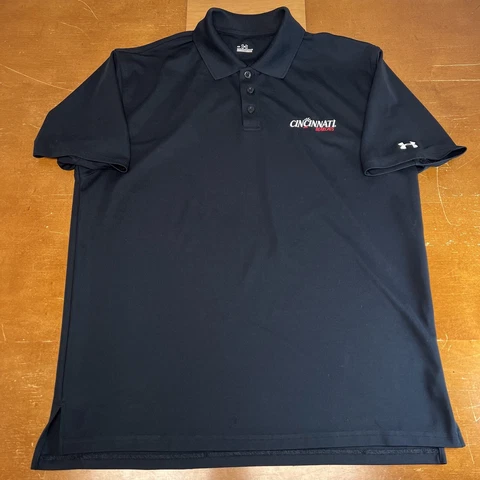 Cincinnati Bearcats Shirt Mens Medium Black Polo Short Sleeve Under Armour Cover