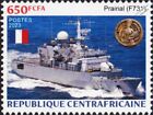 Prairial (F731) French Navy Frigate Warship Stamp (2023 Central Africa)