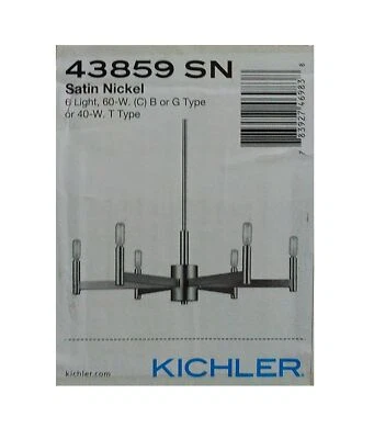 Kichler Erzo 26 дюймов Современная круглая люстра со свечами из атласного никеля 6 ламп - Изображение 1 из 2