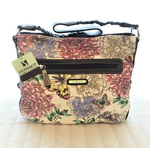 Nuevo Bolso de Hombro Floral Mariposa Marfil Cartera Bolso de Mano Stone & Co. Rosa Azul - Imagen 1 de 9