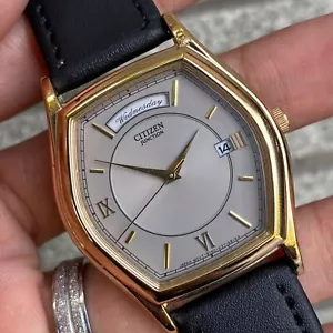 RARE Citizen Juncton President Day Date Quartz Tonneau Case Grey Vintage Watch - Bild 1 von 8