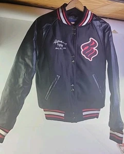 Vintage Rocawear Classic Varsity Black PU Wool Jacket Size M Y2K - Bild 1 von 17