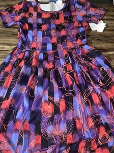 LuLaRoe XL Purple Pink Floral Ombre Amelia Dress 18/20 16/18 Pleated Pockets 🦄 - Picture 1 of 15