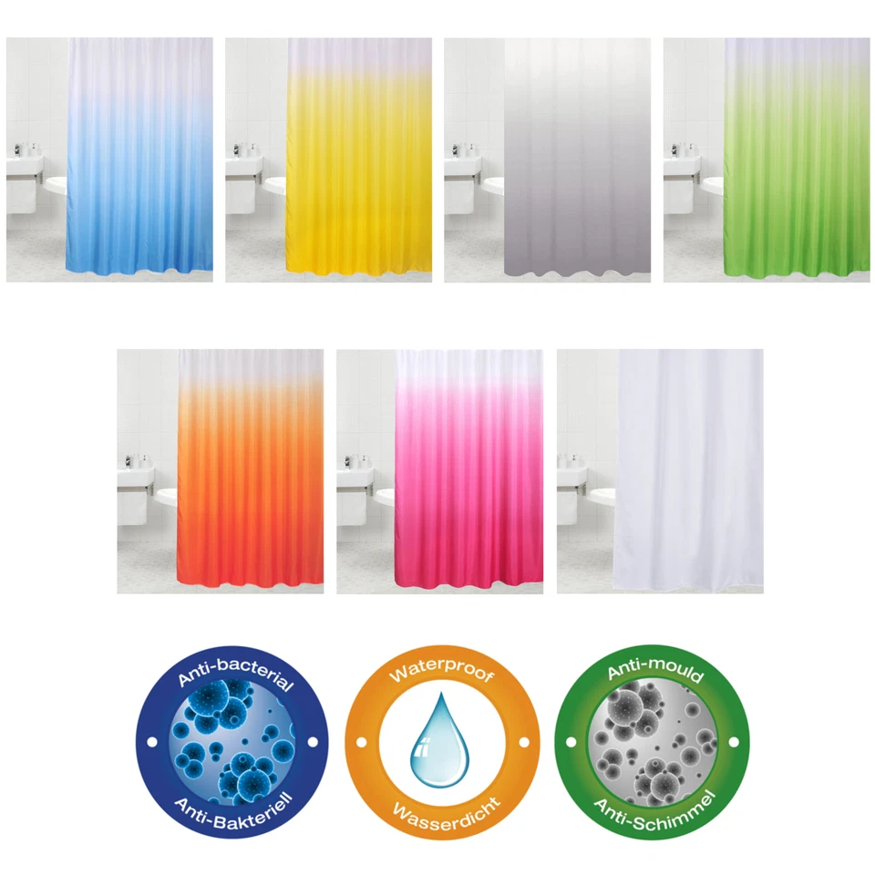 DUSCHVORHANG TEXTIL WANNENVORHANG BADEWANNENVORHANG WASSERDICHT INKL. RINGE - Bild 1 von 1