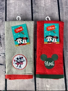 Disney Toallas de Mano Navidad Rojo Gris Mickey Minnie Mouse Lote de 2 (X01) - Imagen 1 de 6