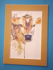 5" x 7" Matted 4" x 6" Print of Watercolor Painting of Brown Jersey Dairy Calf - Picture 1 of 3