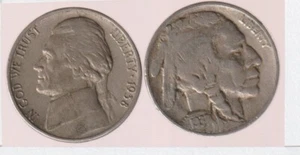 Rare Old 1938 Indian Head Buffalo & Jefferson Nickel US Coin Collection Lot #18 - Picture 1 of 2