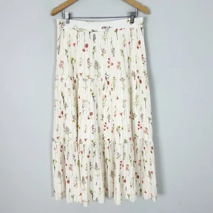 H&M Floral Pleated Maxi Skirt Garden Coquette Cottagecore Size Medium Women's - Picture 1 of 4