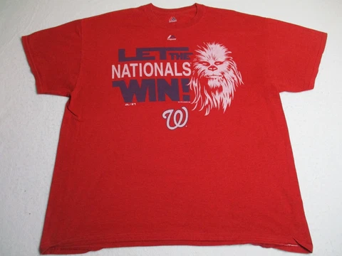 Star Wars Let The Washington Nationals Win Chewbacca T-Shirt Mens XL Red MLB Cover