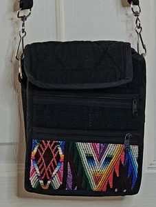 Bolsa/Cartera Organizadora con Múltiples Bolsillos, Bandolera, Bordada de Guatemala - Imagen 1 de 4