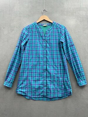 Túnica Duluth Trading feminina pequena botão frontal xadrez leve - Imagem 1 de 4