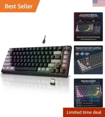 Wireless RGB Gaming Keyboard 75 Percent,Triple Mode Bluetooth/2.4Ghz/USB-C Ho... - Image 1 of 4