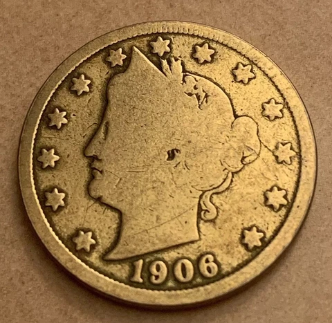 1906 5¢ Five Cents V Nickel. WRONG PLANCHET? Cover