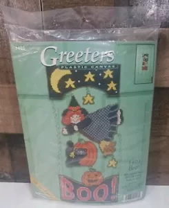 Vtg Greeters Plastic Canvas DIY #1403 Boo! Witch Cat Halloween Kit - Picture 1 of 6