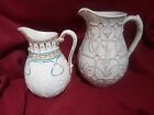 2 Relief Moulded Jugs Gilded Foliage Scroll Motifs 16 & 18cm Antique Victorian 