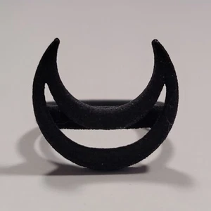 The Rogue + The Wolf Black 3D Printed Crescent Moon Goth Pagan Ring Size 8 - Picture 1 of 6