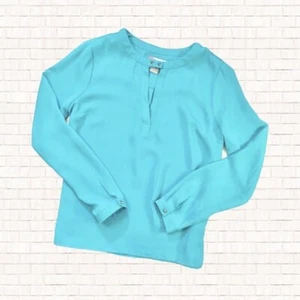 forever 21 studded blouse • turquoise keyhole top Juniors Medium EUC OBO - Picture 1 of 11