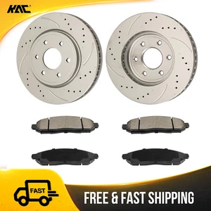 For Nissan Frontier 2005-2019 Pathfinder Front Drilled Disc Rotors Brake Pads - Picture 1 of 12